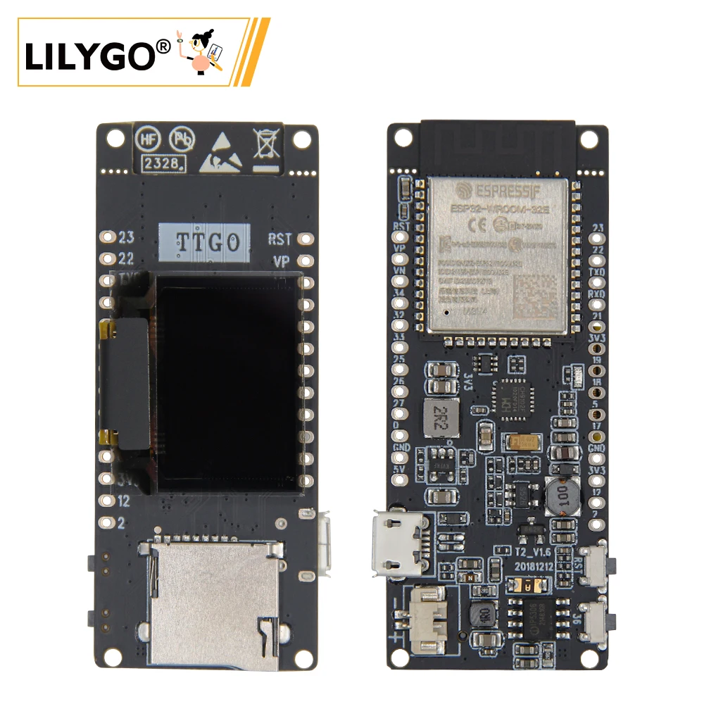 LILYGO® TTGO T2 개발 보드 와이파이 블루투스 무선 모듈, 0.95 OLED SSD1331 디스플레이 화면, SD 카드 슬롯, T2 ESP32