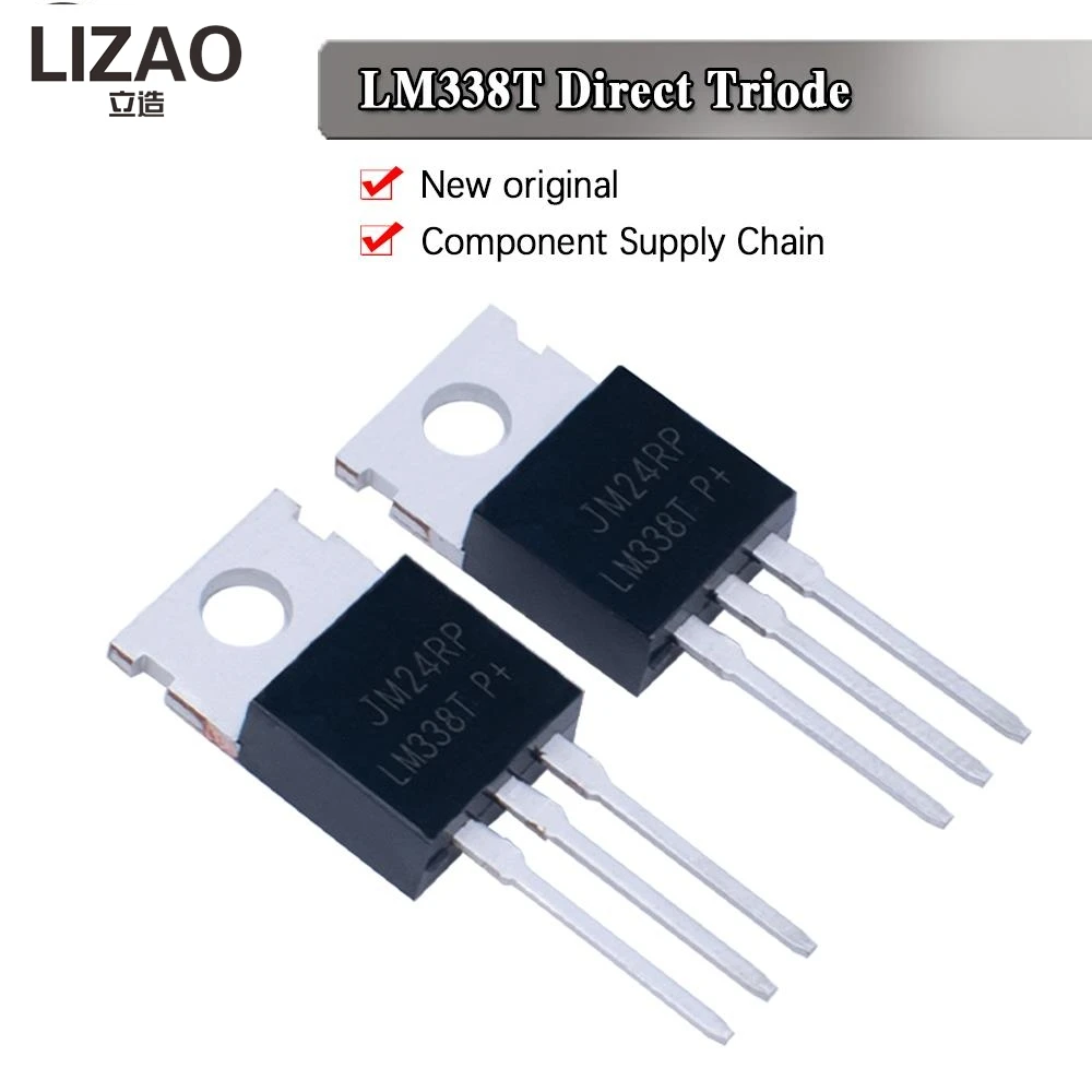 LIZAO LM338T TO-220 Adjustable Linear Voltage Regulator, 5A High Current Power Transistor for Power Supply