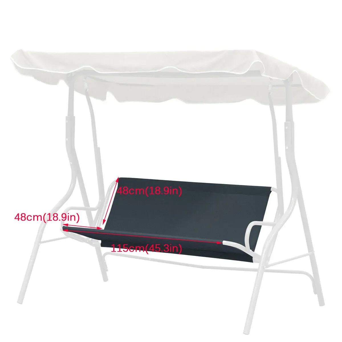 Garden Swing Chair Seat Replacement Canopy Spare Cover 115x48+48cm Waterproof Polyester Cushion Patio Outdoor Sunshade