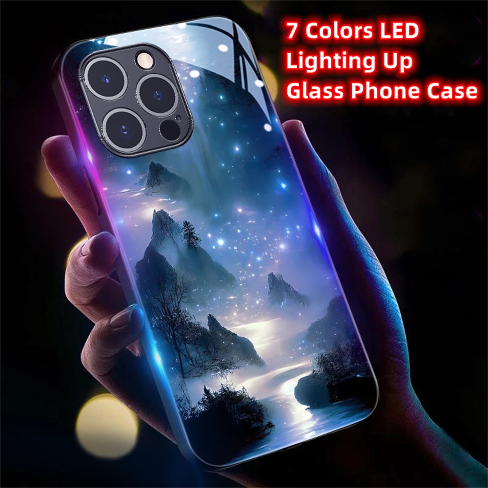 

Pretty Galaxy Forest Led Light Phone Case Call Flash Glitter Cover For Honor 200 100 90 80 70 60 50 30 Pro