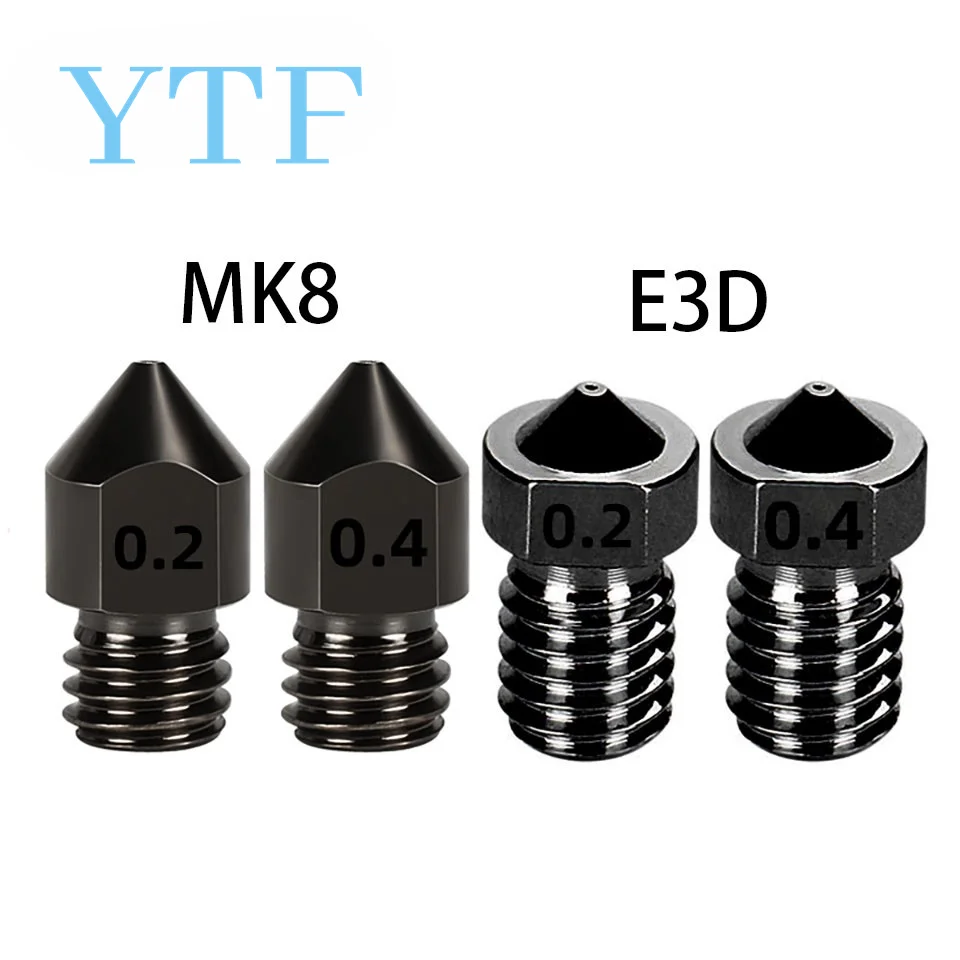 3D Printer Parts Hardened Steel Die Steel Nozzle 1.75mm 0.2/0.3/0.4/0.5mm For Printer Ender3 E3D Hot End Titan Extruder Prusa i3