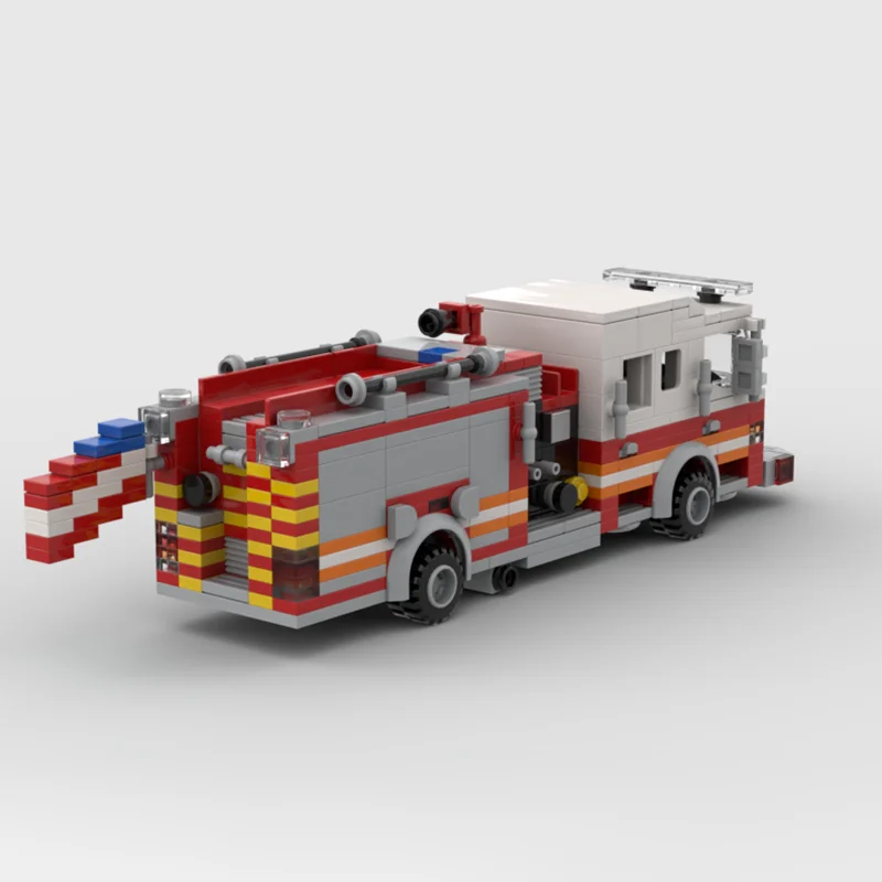 Urban Car Moc Bausteine, Motor 64, Brandbekämpfung, Modellbau, Technologie, modularer Block, DIY, Weihnachtsspielzeug, Urlaubsgeschenke