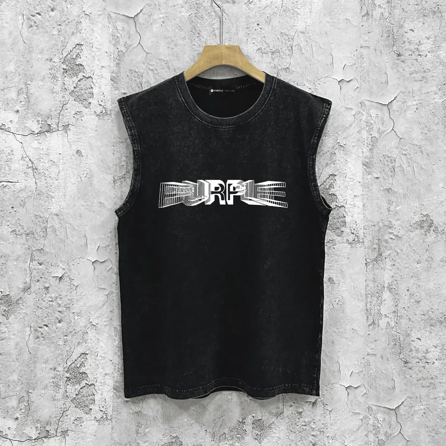 

2024 New High Quality Vintage Washed Letter Print Graphic Vest Streetwear Hip Hop Mens Tank Tops Casual Sleeveless Tops Shirt