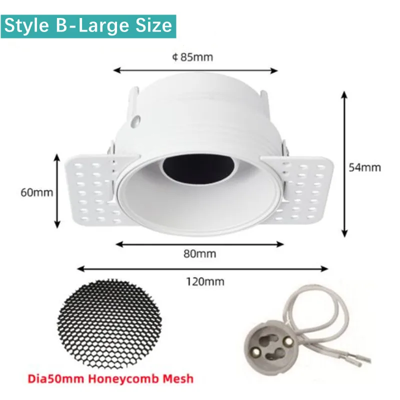 Gu10/mr16 Lamphouder Basis Verzonken Led Trimless Plafond Downlight Beugel Spotlight Dubbele Kop Montageframe Socket - afbeelding 1