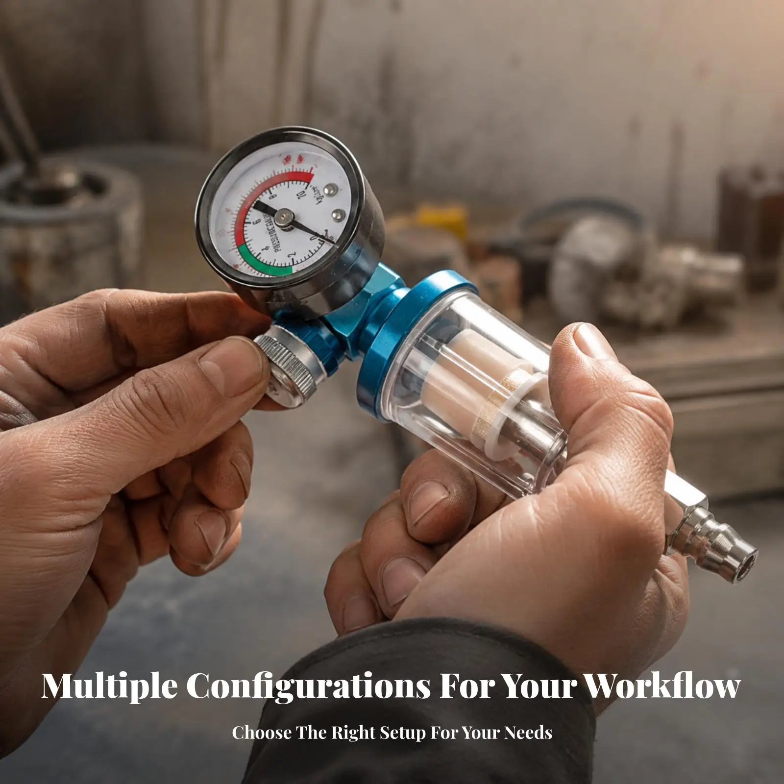 Workshop Air Line Regulator with Gauge for Paint Spray Separator Portable Compressor Metal Adjustable