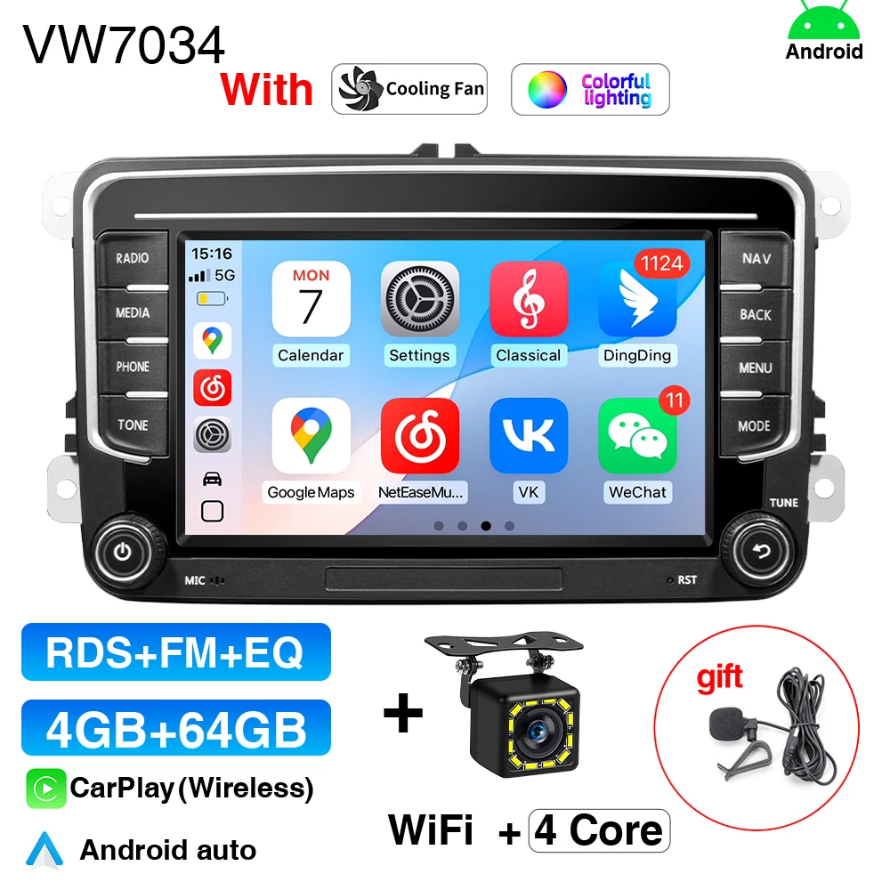 Grandnavi Android 13 Autoradio GPS Voor VW Volkswagen Skoda Octavia Golf 5 6 Touran Passat B6 Polo Jetta 2Din multimedia Speler