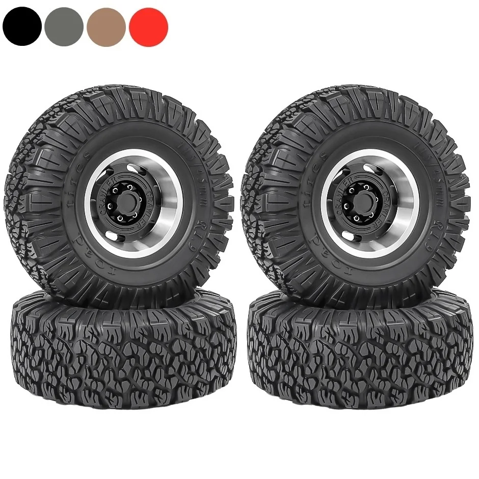 

4pcs 120mm 1.9" Metal Beadlock Wheel Rim Rubber Tire Set for 1/10 RC Crawler Car Traxxas TRX4 RC4WD D90 D110 Axial SCX10 MST