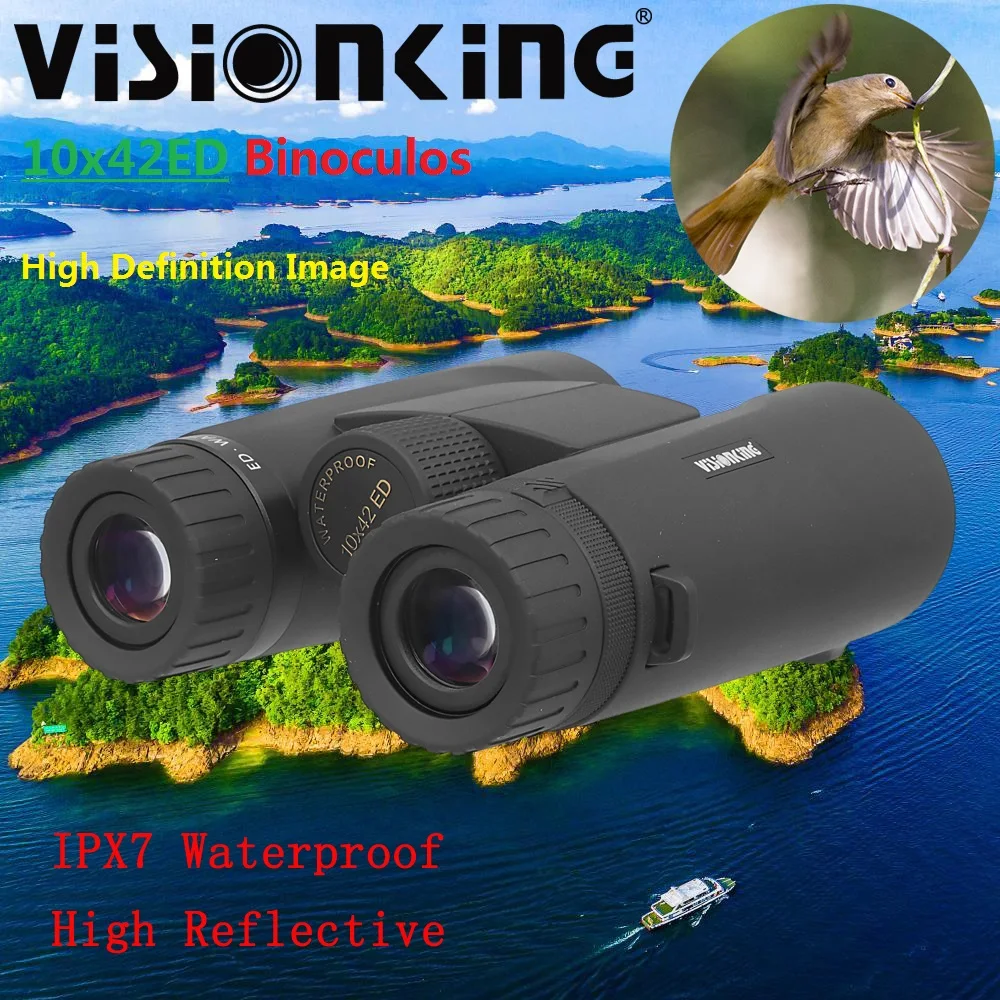 

Профессиональный бинокль Visionking 10x42 ED, мощный водонепроницаемый телескоп BAK4 дальнего действия для наблюдения за птицами, оборудование для путешествий