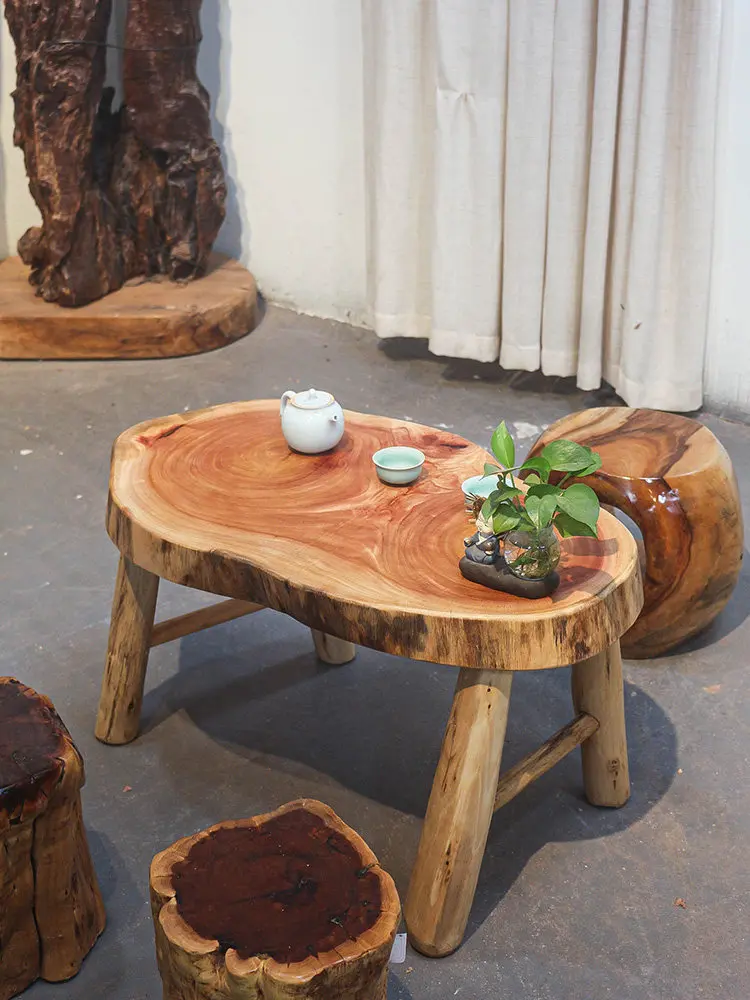 For Natural Camphor Wood Coffee Table Solid Wood Small Tea Table for Tatami Bedroom Living Room