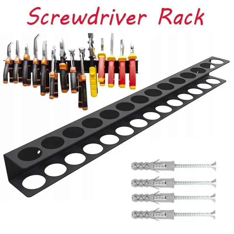 Wall Mount ประแจโลหะไขควง Organizer Rail Rack ผู้ถือโรงรถ Workshops ฮาร์ดแวร์เครื่องมือ Hanger4pcs สกรู