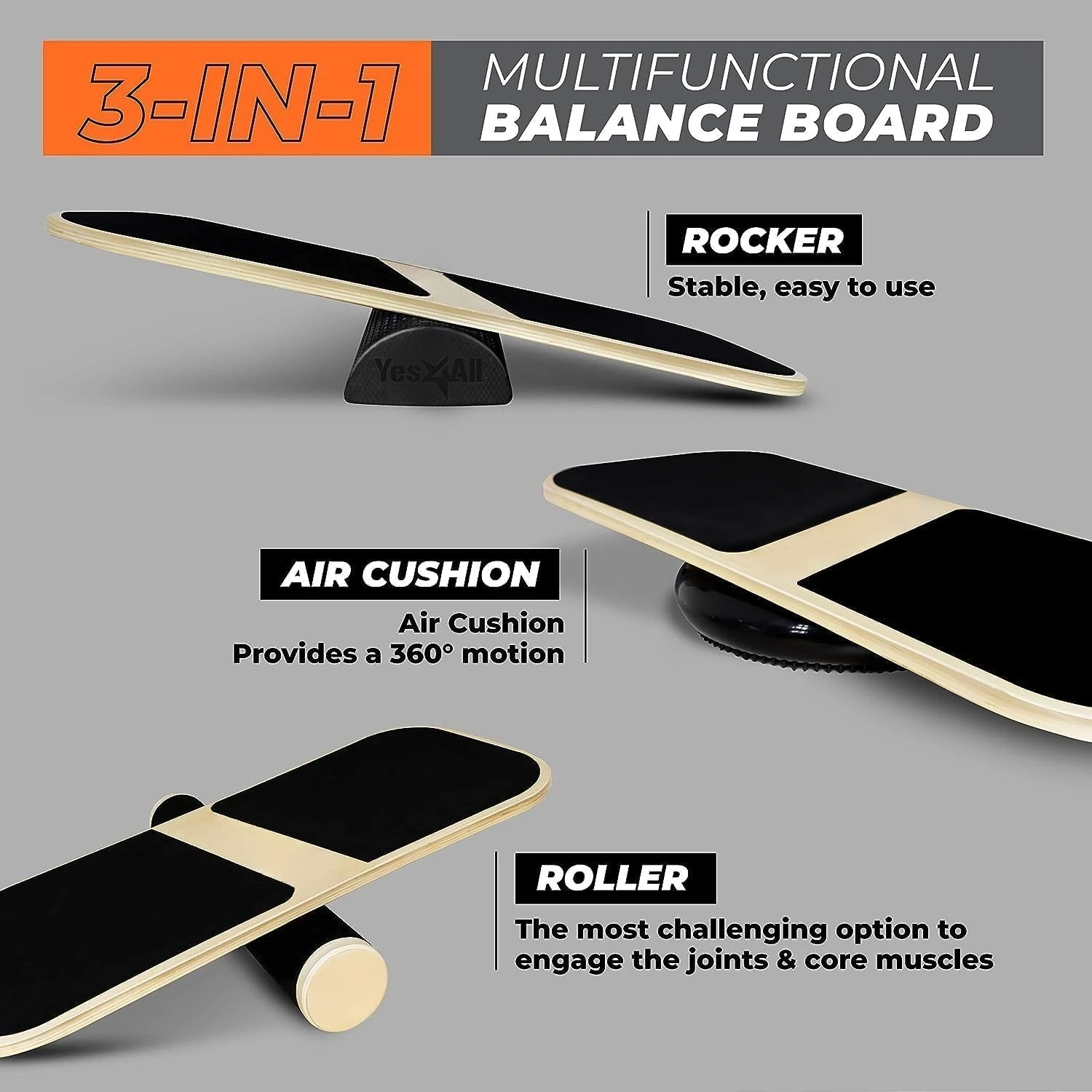 

Balance Board Sports Trainer, Surf Trainer Board With Adjustable Stoppers, Improve Core Strength and Balance Control