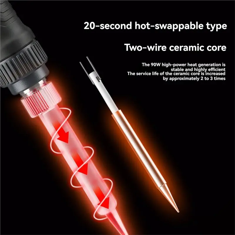 AWAH Adjustable Temperature Range 90W Portable Soldering Iron 180-500° C Digital Display 20S Quick Heat-Up Welding Tools Kit EU