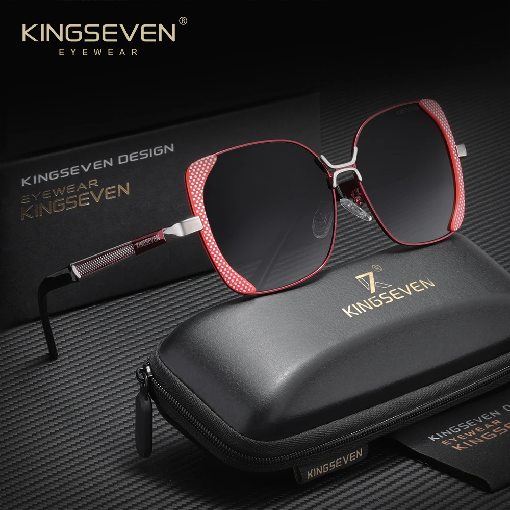 

KINGSEVEN модные солнцезащитные очки в крупной оправе из сплава с бабочкой для женщин, очки для отдыха и отдыха, поляризационные очки UV400