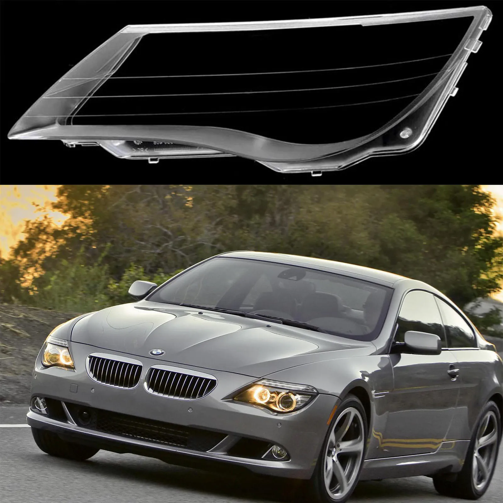 

For BMW 6 Series E63 630i 645i 650i 2004-2007 Car Front Headlamps Cover Shell Waterproof Clear Headlight Lens Replace Original
