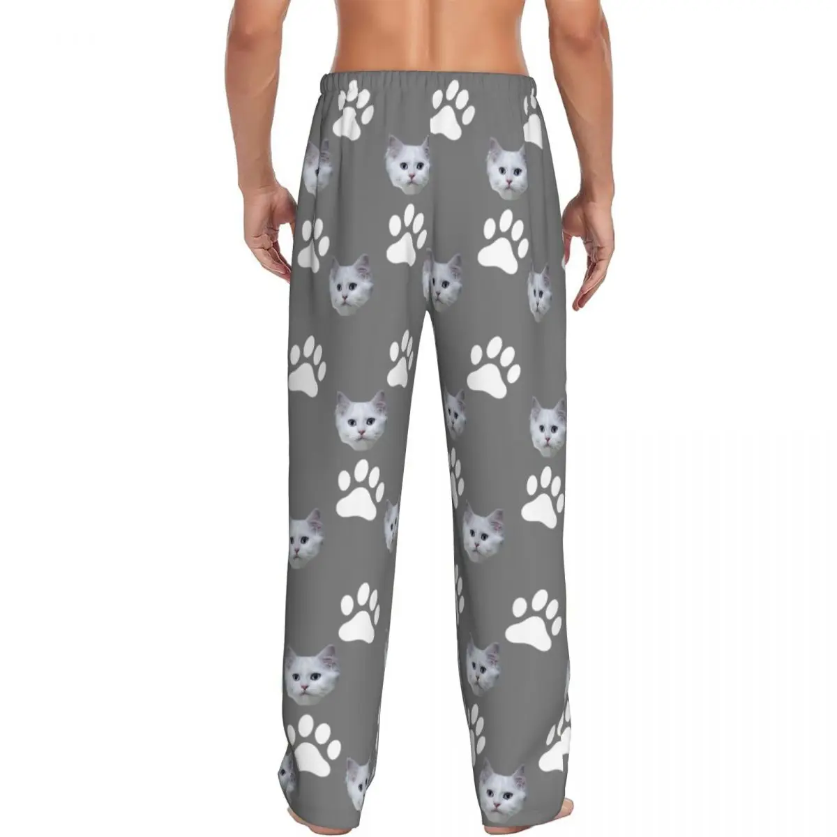 مخصص شخصية الحيوانات الأليفة القط الوجه منامة بيجامة السراويل الرجال ملابس خاصة صالة النوم قيعان تمتد مع جيوب #3