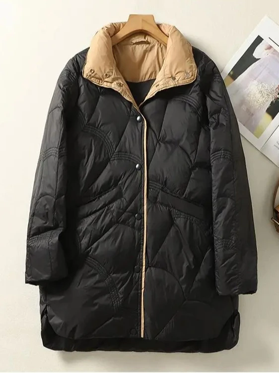 

Зимняя модная женская пуховая хлопковая куртка, свободные пригородные ветрозащитные парки с воротником-стойкой