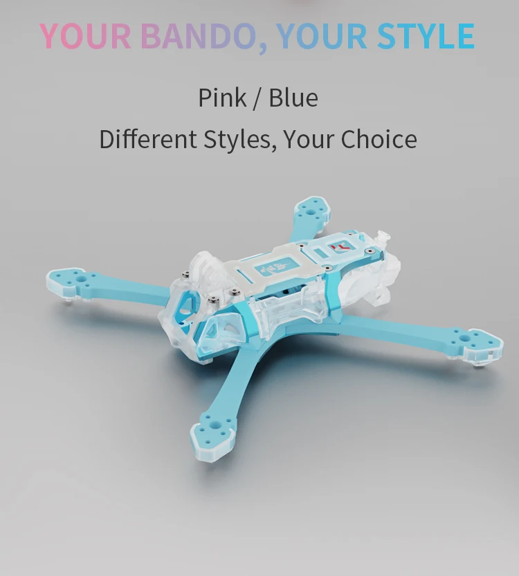 AXISFLYING BANDO5 FPV Drone Frame 7mm Arm Pink Blue Durable Upgrade Quadcopter Freestyle Racing Frame Kit