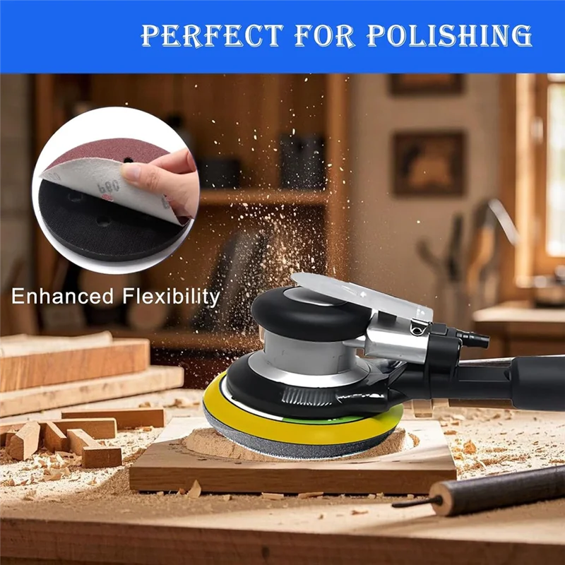 

BYBS-5 Pack 6 Inch Interface Pads 6 Holes Hook And Loop Sponge Cushion Buffer Backing Pad Sanding Interface Pad For Orbital Sand