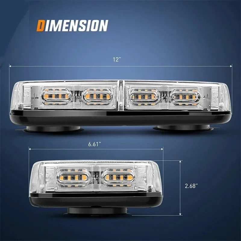 Imagem -03 - Luzes Estroboscópicas de Segurança de Emergência Luzes do Telhado Luz de Advertência de Perigo Led Piscando Barra de Luz Montagem Magnética para Carro e Caminhão 48 Leds 12v 24v