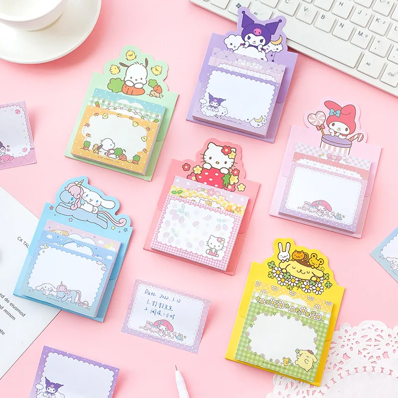 

Sanrio 6 шт. Kawaii Kuromi Hello Kitty мультяшная тетрадь Студенческая тетрадь для сообщений липкая Канцтовары для школы и офиса оптовая продажа