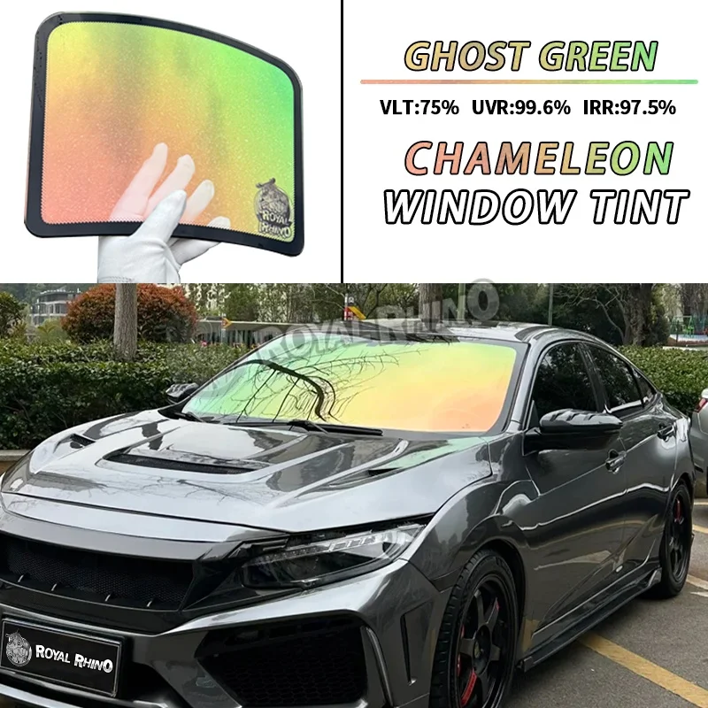 

Лобовое стекло солнечной цветной пленки-хамелеоны на закате VLT75% Аврора красный зеленый хамелеон оттенок пленка для окна автомобиля для кузова автомобиля
