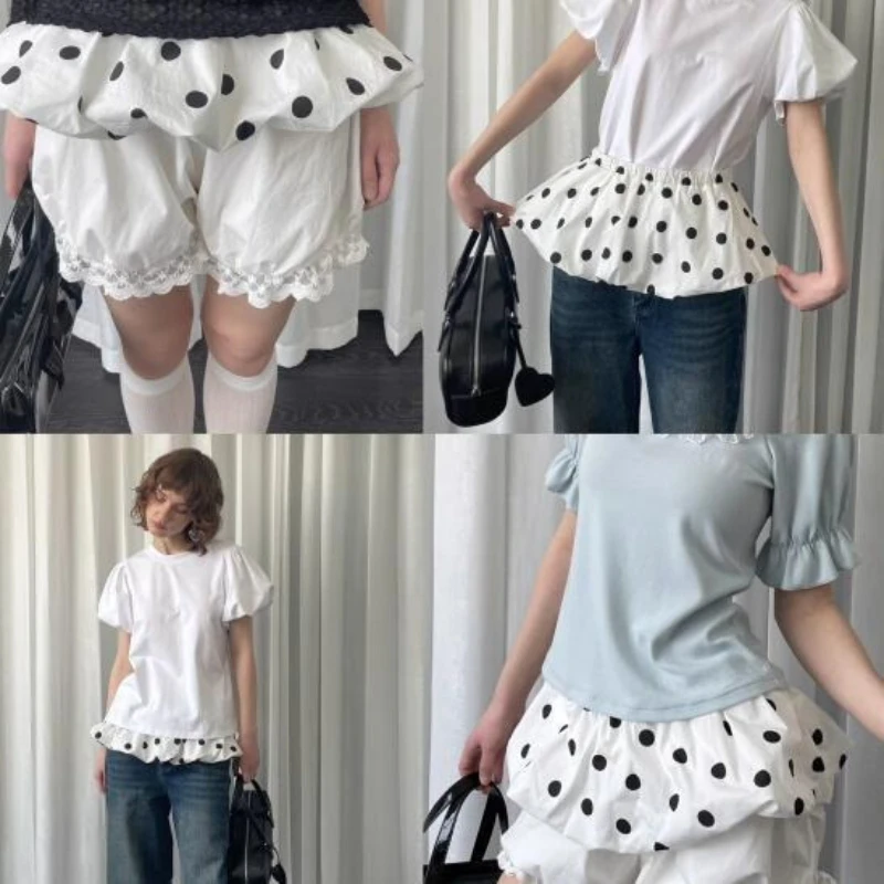 Deeptown Vintage Polka Dot Mini Skirt Women Y2k Korean Style Sweet Short Skirts Harajuku Elegant Fashion Streetwear Ruffle Skirt