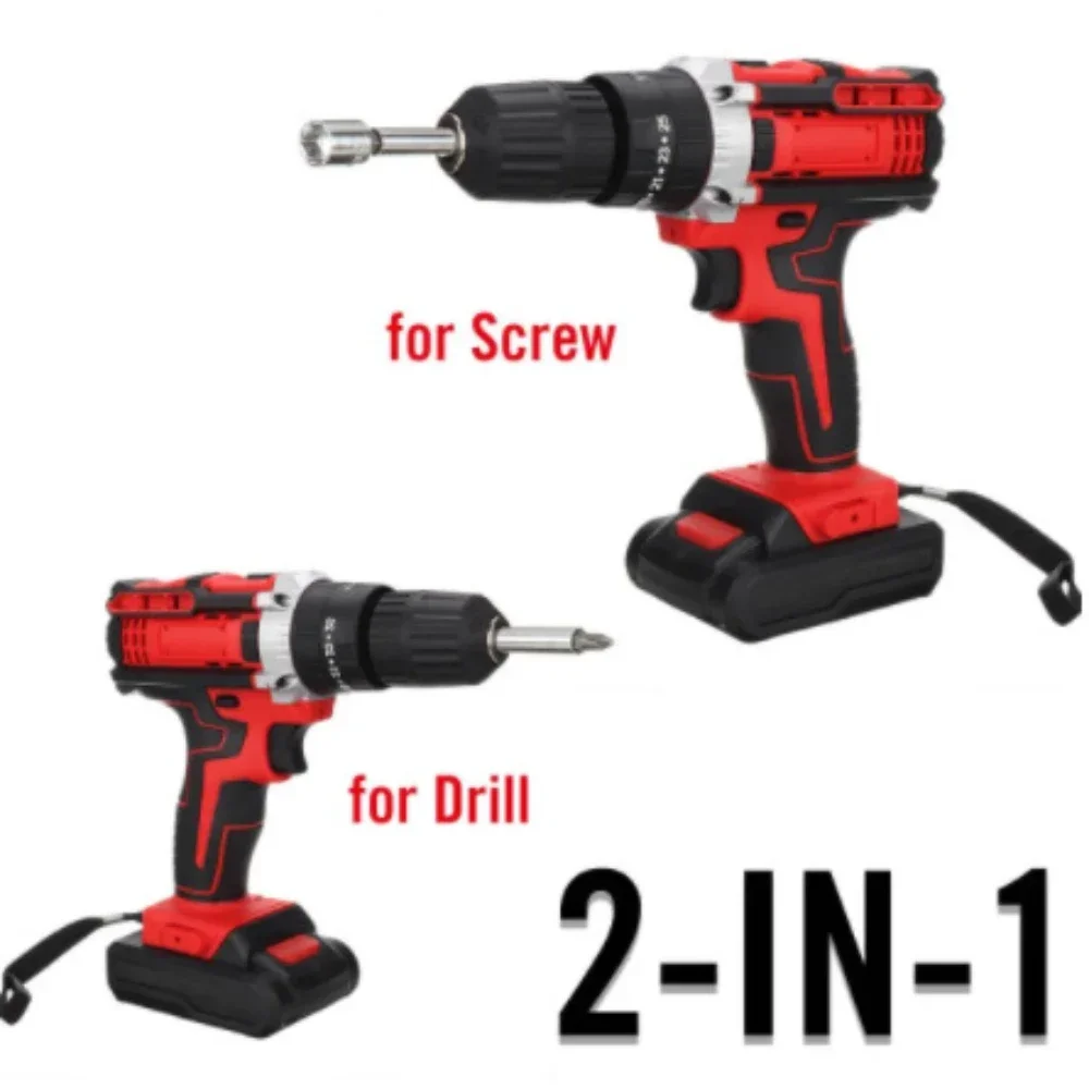 21V 1000W Electric Impact Drill 2 In 1 Electric Cordless Lithium-Ion Battery 2 Speed Power Tools Mini Electric Power Screwdriver