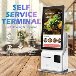 Chiosco autoordine da 15,6 pollici, terminale self service con touch screen Android o Windows OSD, stampante 58-80 mm, scanner di codici a barre