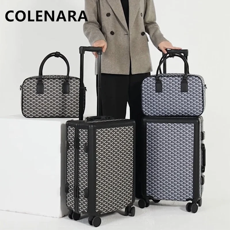 

COLENARA Aluminum Frame Suitcase Student Boarding Box Women's Trolley Case 20"24 Inch Travel Suit Universal Wheel Luggage