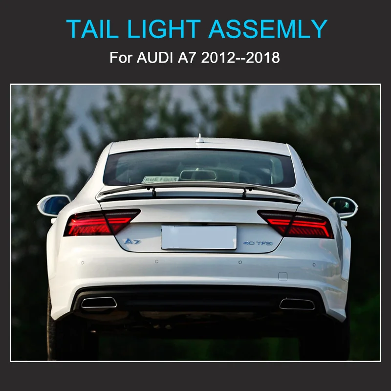 1 Pair LED Taillights Assembly For Audi A7 S7 RS7 2012-2018 Tail Lamps Plug and Play Upgrade Full LED Rear Rear Taillights