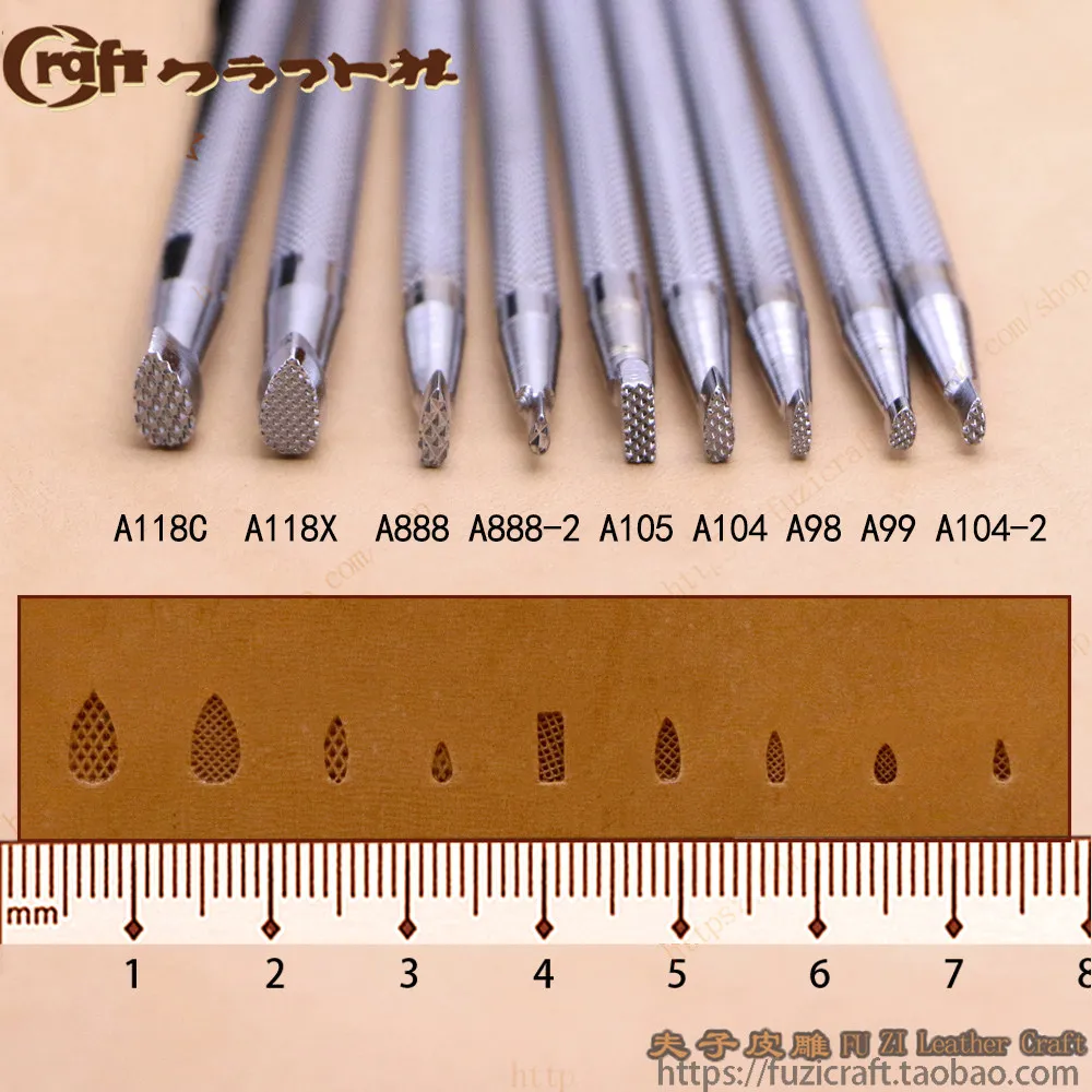 Hintergrundstruktur Fein A118/A105/A104/A104-2 /99/98 Dick A118/888/888-2 Leder-Schnitzwerkzeug – Detail 1