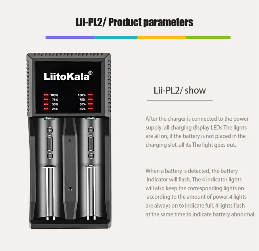 LiitoKala Lii-202 Lii-PL2 Lii-500 Lii-600 Lii-C2 Lii-ND4 lii-M4 lii-M4S Battery Charger 18650 26650 21700 Lithium NiMH Battery