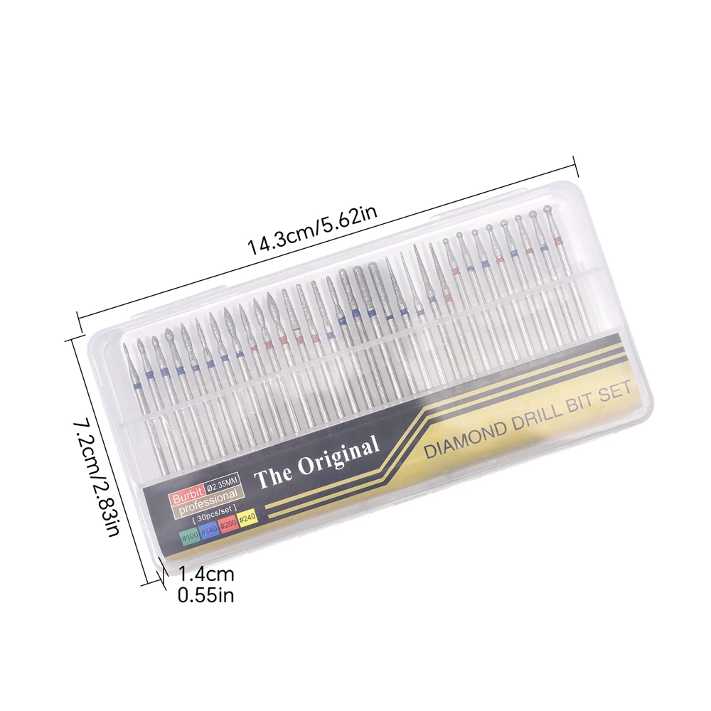 30PCS เพชรเจาะเล็บ Bits ชุดโรตารีไฟฟ้าเครื่องเจาะเล็บเครื่องตัดเล็บเท้าขัด Strong แฟ้มเล็บ