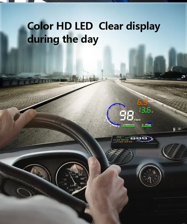 Auto Head-Up-Display RPM Tachometer A8 OBD HUD Head-up-Display Tachometer mit Geschwindigkeitswarnung Auto Elektronik Zubehör – Detail 18