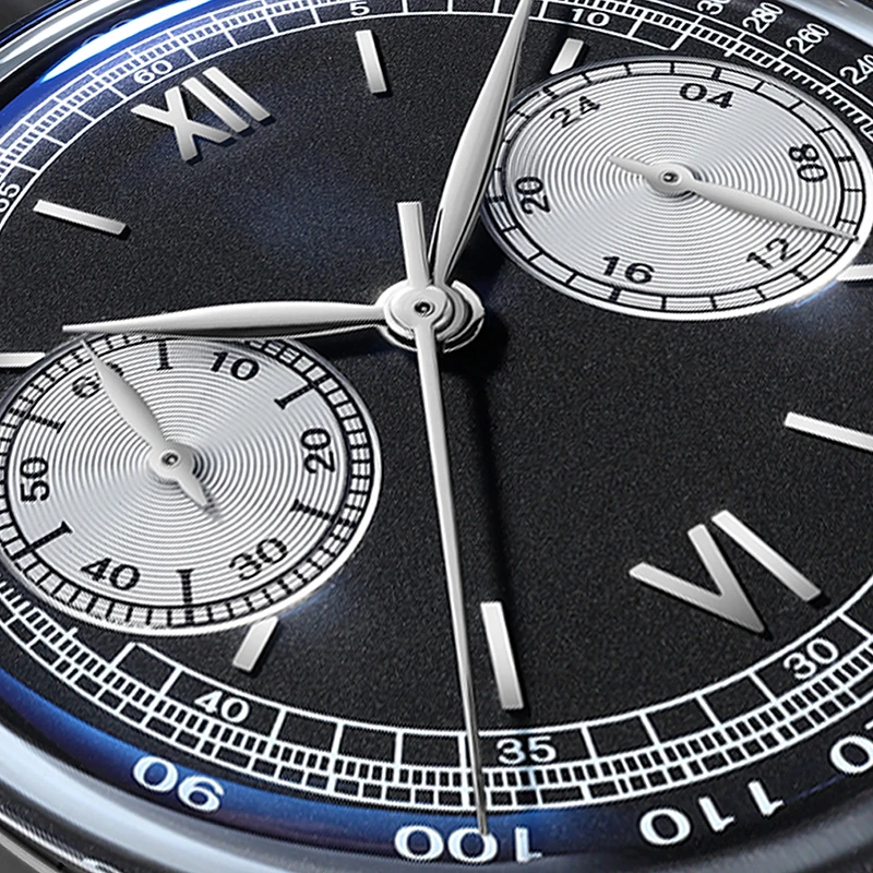 

ADDIESDIVE Men's Quartz Watch AD2037 VK64 Chronograph Sport Wristwatch 100m Waterproof 38mm Bubble Glass Leather Strap Watches