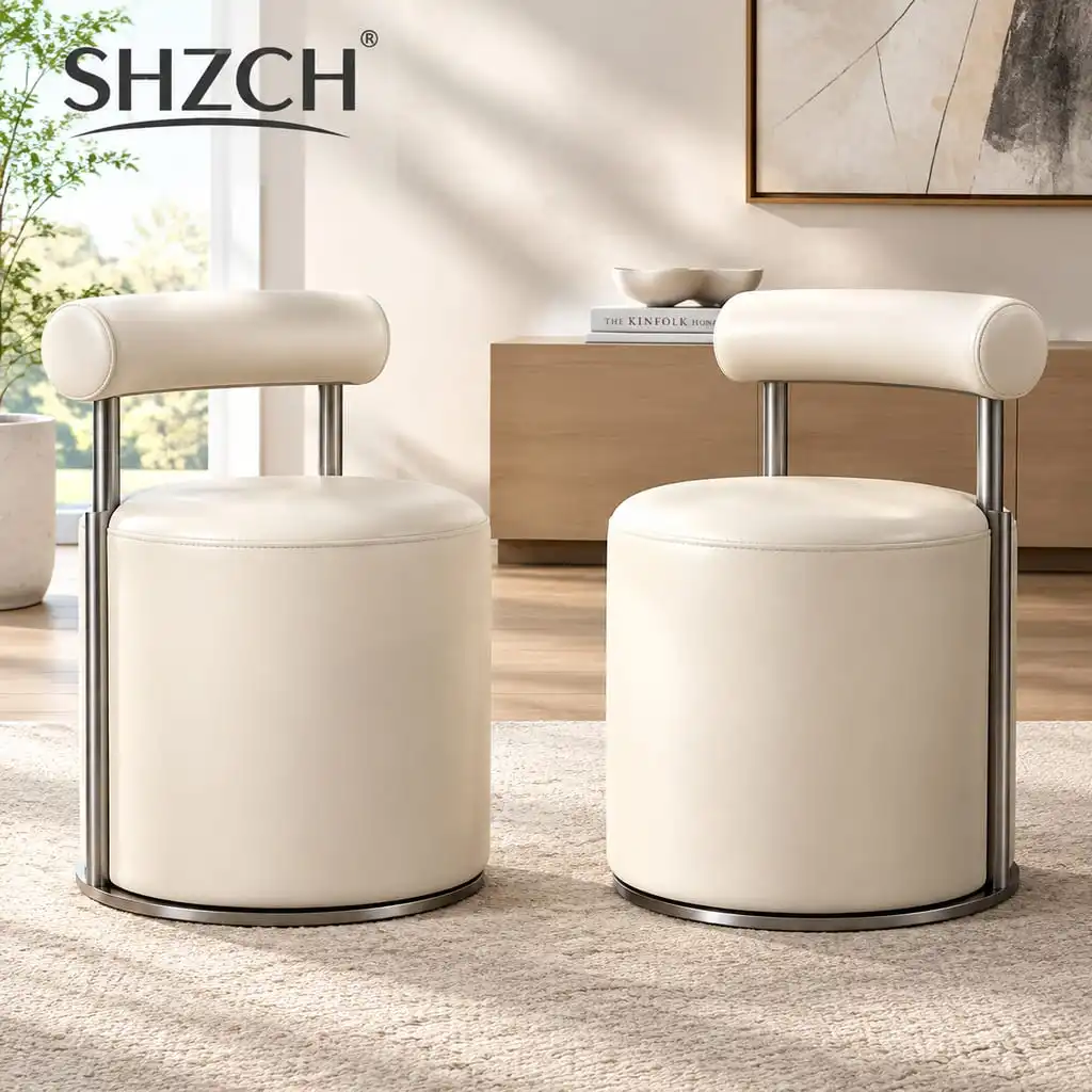 Taburete con respaldo  cuero, Silla  té  ocio, Taburete  metal  estilo morno y sencillo, Silla  lujo para sala