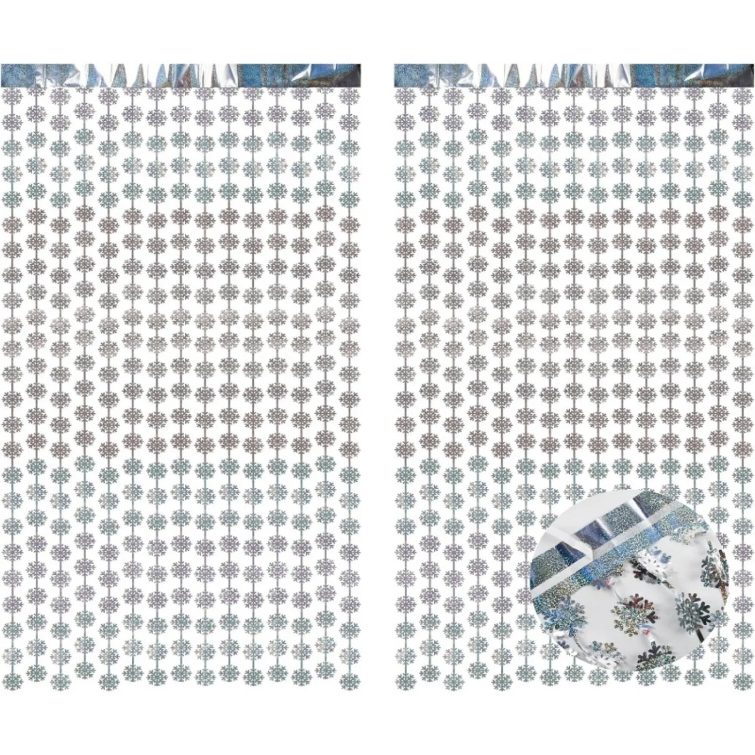 1x2M Silber Party Schneeflocke Vorhang Hintergrund Hängende Folie Fransen Schneeflocke Streamer für Weihnachten Winter Gefrorene Geburtstag Party Dekor – Detail 3