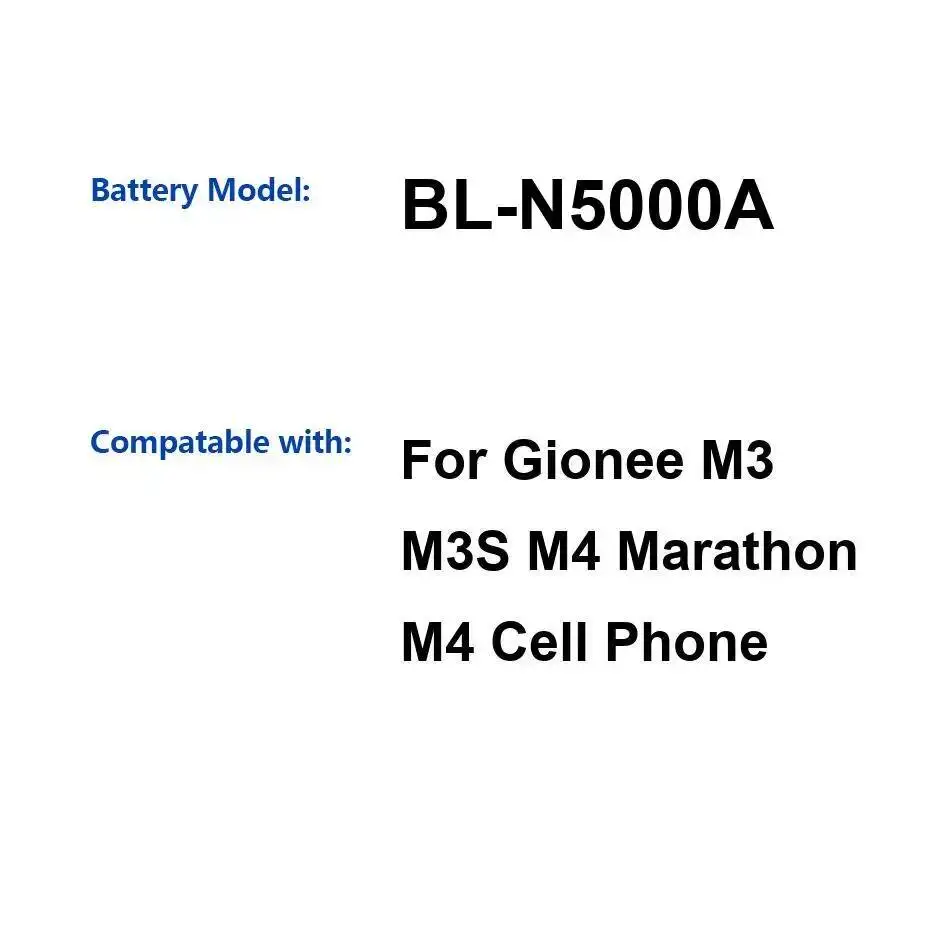 Аккумулятор для мобильного телефона Gionee M3 M3S M4 Marathon M4, 5000 мАч, BL-N5000A, высокая совместимость Аккумулятор для мобильного телефона Gionee M3 M3S M4 Marathon M4, 5000 мАч, BL-N5000A, высокая совместимость