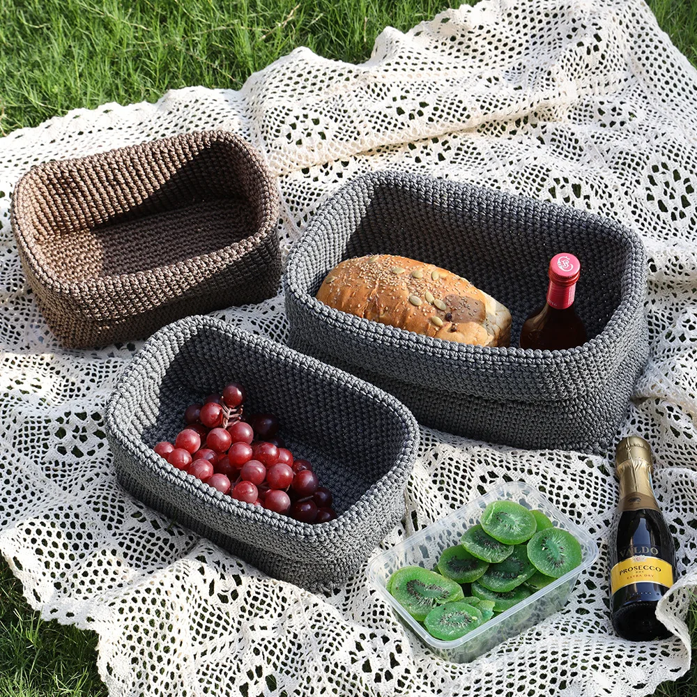 

2Pcs Grocery Storage Basket Hand-woven Basket Wall Hanging Net Pocket Vegetable Fruit Toiletries and Jewelry, Home Decor Tool