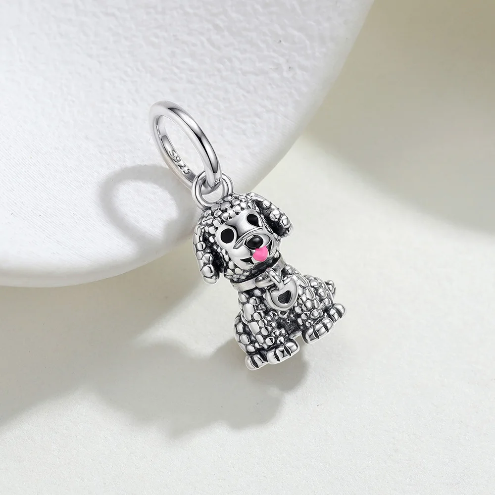 925 Sterling Silver Cute Charms Little Dog Teddy Pendant Fit Bracelet Diy For Women Elegant Fashion Jewelry Pet Memorial Gifts