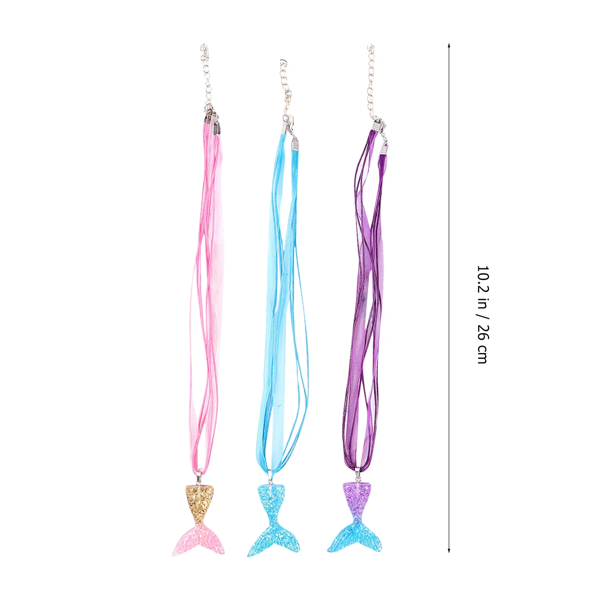 

6Pcs Mermaid Resin Necklace Crystal Pendant Ribbon Collarbone Jewelry Fashion Gift for Women Necklace