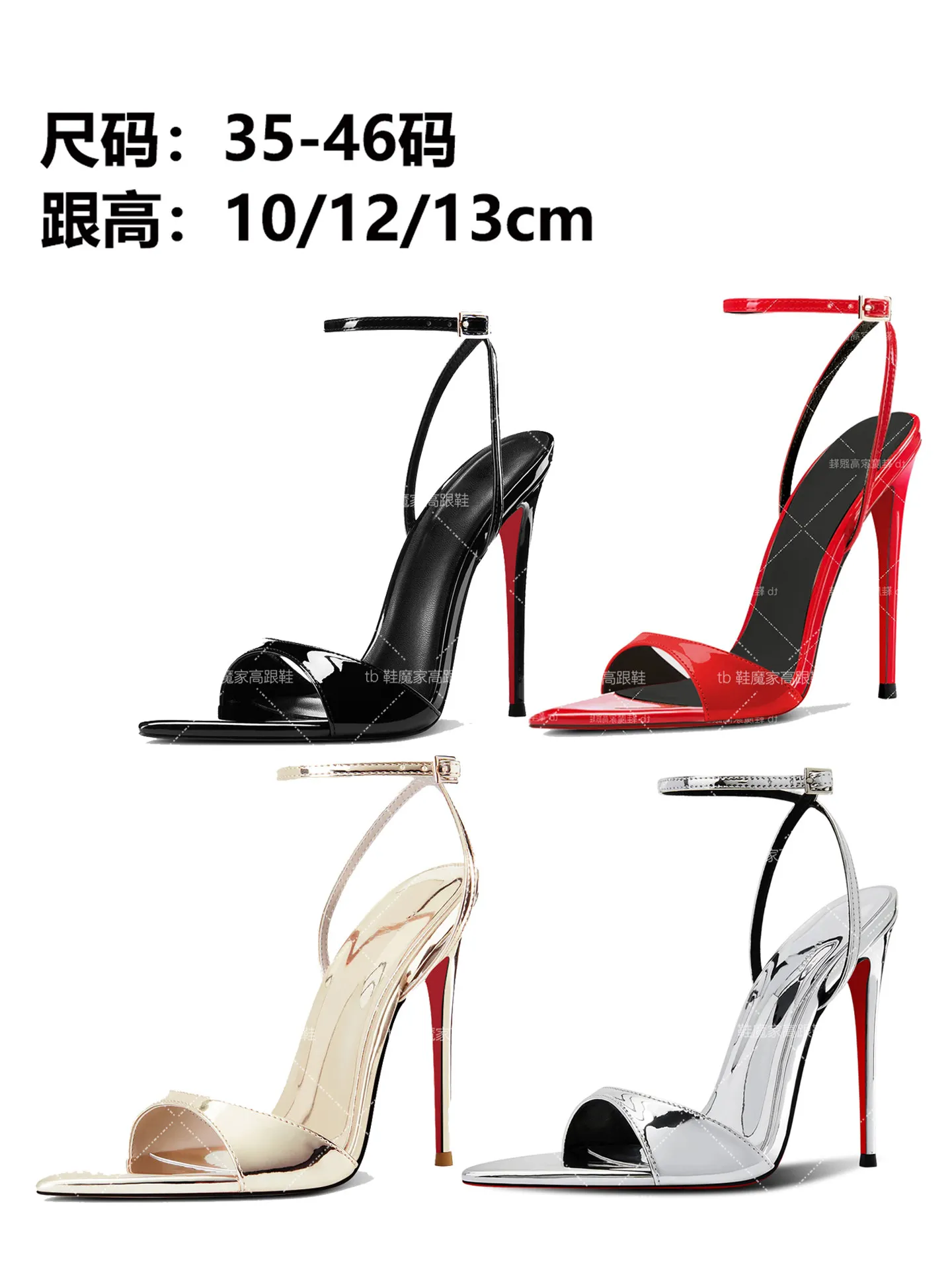 New European and American Sexy Silver High Heels Women's Pointed Toe Open Toe Buckle Flat Sandals Fashion Wide Sizes Sandals image 5