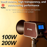 Tolifo 200W/100W LED Video Light 2700k-6500K Bowens Mount Studio COB Continuous Light with Handle and Cover for Photography