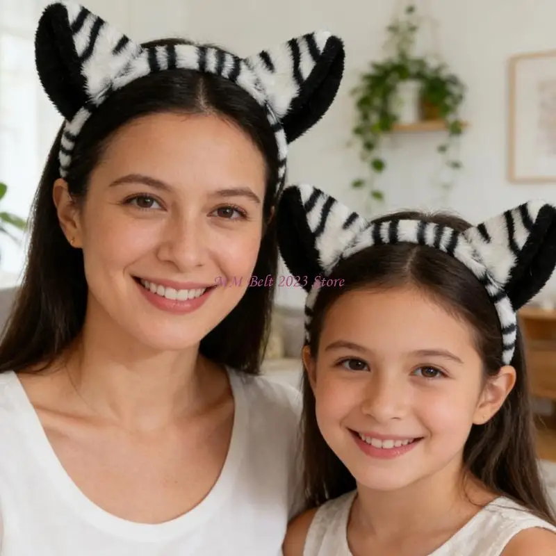 49ME 1/3Pcs Kids Zebras Costume Set Zebras Ear Headband Tail Bowtie for Halloween Christmas Cosplay Animal Dressing Up Set