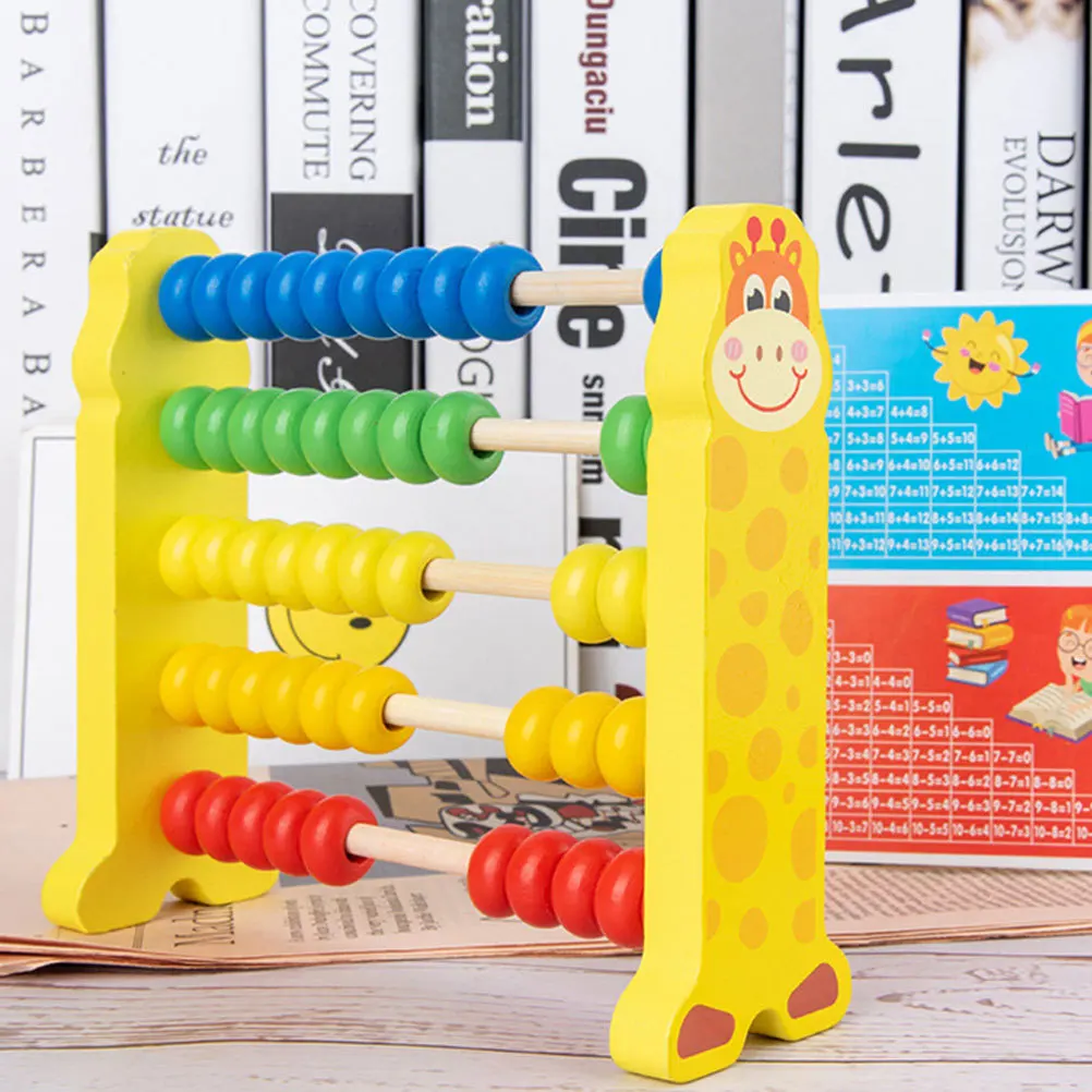 

1Pcs Giraffe Wooden Abacus 5 Rows Colorful Calculating Tool Educational Preschool Supplies Numeration Learning Aid for Kids