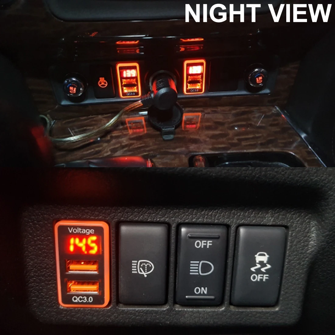 Auto Dual USB Quick Tablet Ladegerät QC 3,0 Adapter 12V Telefon Schnelle Ladung Ports Adapter LED Voltmeter Digital Display für Nissan – Detail 10
