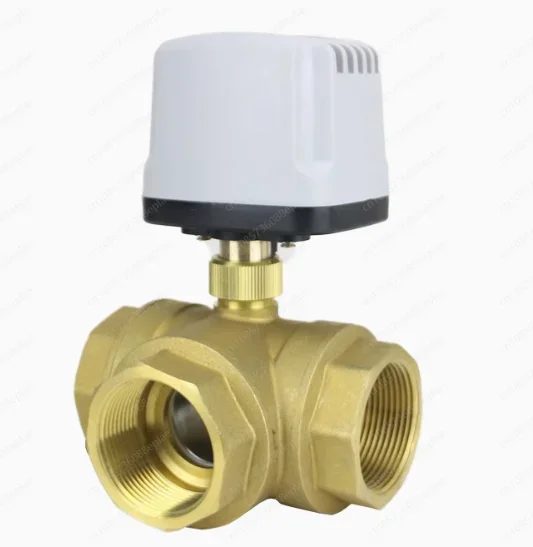 DN15 DN20 DN25 DN32 3 Way Brass IP65 Waterproof Motorized Ball Valve 3-Wire 2 Control T Type Electric Ball Valve