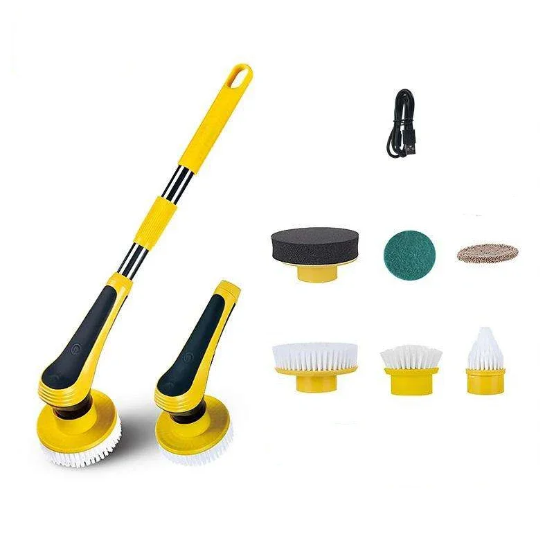 Cleaning brush bathroom floor electric cleaning brush wireless adjustable brush Six piece set