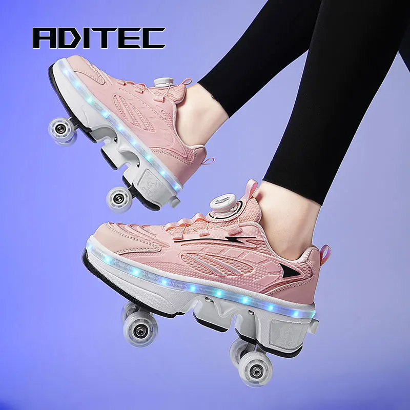 Fabric roller skates Girls casual Morphed Parkour roller skates running shoes for adults and children