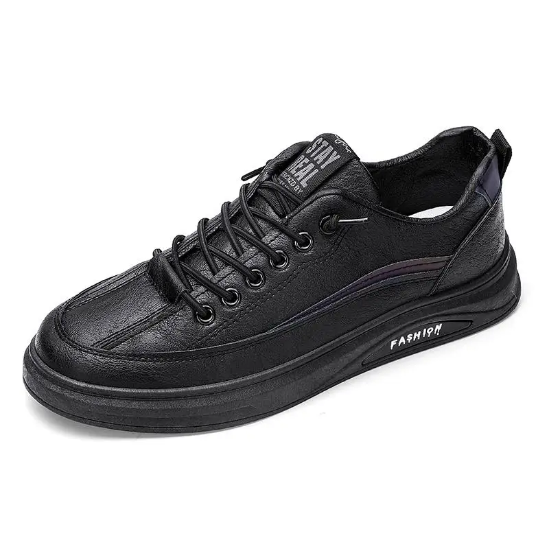 Sapatos masculinos antiderrapantes à prova dwaterproof água esportes tênis novo estilo de sapatos de couro para homens preto proteção do trabalho sapatos de couro masculino